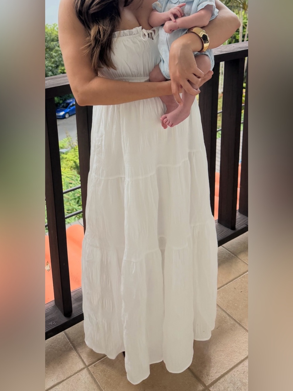 White Tiered Maxi Dress